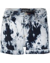 Philipp Plein - Bleached Denim Mini Shorts - Lyst