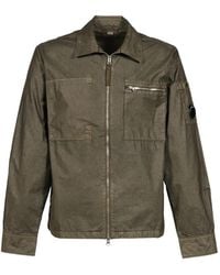 C.P. Company - Cotton-Plain-Face Resined Lens Zipped Overshirt - Lyst