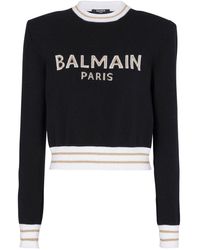 Balmain - Intarsien-Pullover mit Logo - Lyst