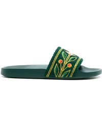 Casablancabrand - Embroidered Terry-cloth Slides - Lyst