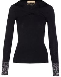 Valentino Garavani - Lace-Trim Long-Sleeve T-Shirt - Lyst