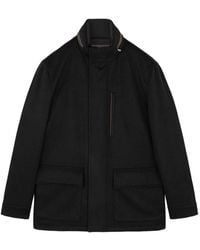 Paul & Shark - Wool High-Neck Single-Breasted Coat - Lyst