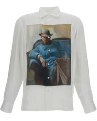 Junya Watanabe - Graphic-Print Linen Shirt - Lyst
