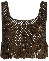 Alberta Ferretti - Sequin-Embellished Cropped Top - Lyst