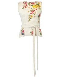 Mary Katrantzou - Juda Floral-Embroidered Tie-Waist Top - Lyst