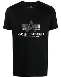 Alpha Industries - Metallic Logo Print Cotton T-Shirt - Lyst