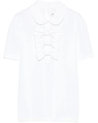 Noir Kei Ninomiya - T-Shirt À Col Claudine Et Détail De Nœud - Lyst