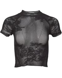 Fleur du Mal - Pointelle-Knit Lace T-Shirt - Lyst