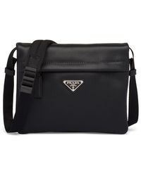 Prada Kuriertasche mit Logo-Schild - Schwarz
