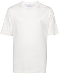 Brunello Cucinelli - T-shirt en coton à logo imprimé - Lyst