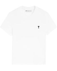 Ami Paris - Cropped Contrasted "Ami De Coeur" T Shirt - Lyst