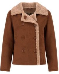 Herno - Shearling-Effect Double-Breasted Coat - Lyst