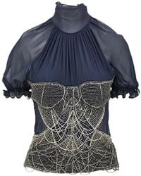 The Attico - Bead-Embellished Silk Top - Lyst