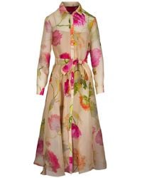 Carolina Herrera - Floral Tie-Waist Maxi Dress - Lyst