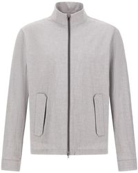 Herno - Seersucker Jack Met Hoge Kraag - Lyst