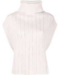 Allude - Rhinestone-stripes Ribbed-knit Top - Lyst