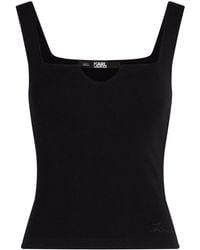 Karl Lagerfeld - Logo-embroidered Ribbed Top - Lyst