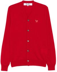 COMME DES GARÇONS PLAY - Hear-Emblem Rhinestone-Embellishment Cardigan - Lyst