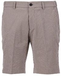 Berwich - Striped Seersucker Bermuda Shorts - Lyst