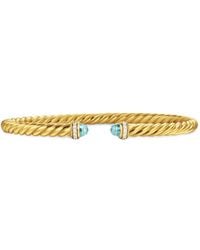 David Yurman - 18K Cablespira Flex Diamond And Aquamarine Bangle - Lyst