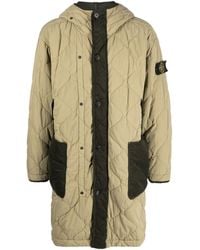 Stone Island - Compass-Motif Hooded Quilted Coat - Lyst