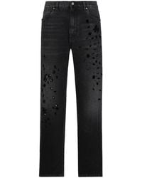 Dolce & Gabbana - Rhinestone-embellished Straight-leg Jeans - Lyst