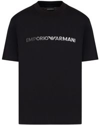 Emporio Armani - T-shirt Met Geborduurd Logo - Lyst