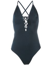 Brigitte Bardot Bañador liso - Azul