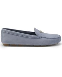 Prada - Triangle-logo Suede Driving Loafers - Lyst