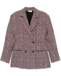 A.M.G - Double-Breasted Check-Pattern Blazer - Lyst