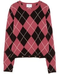 Be You - Argyle-Pattern Crew Neck Sweater - Lyst