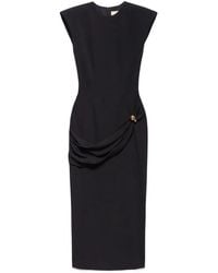 Aniye By - Draped Padded-Shoulder Midi Dress - Lyst