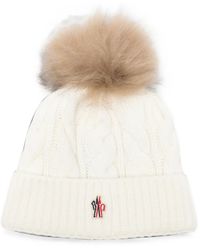 Moncler - Cable-Knit Pompom Beanie Hat - Lyst