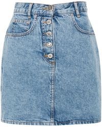 Moschino - Logo-Engraved Buttons Denim Skirt - Lyst