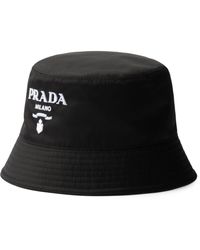 Prada - Embossed-logo Padded Bucket Hat - Lyst