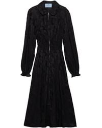 Prada - Jacquard-Midikleid mit Blumenmuster - Lyst