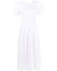 Ganni - Geplooide Popeline Midi-Jurk - Lyst