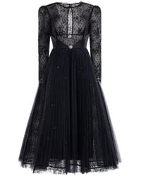 ARAFTU - Robe Plissée À Empiècement En Dentelle - Lyst