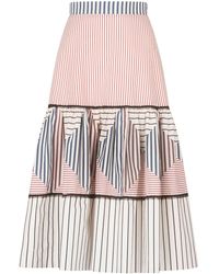Silvia Tcherassi - Guillermina Striped Cotton Midi Skirt - Lyst
