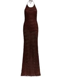 Etro - Long Cotton Dress With Crochet-Style Workmanship And Halter Neckline - Lyst