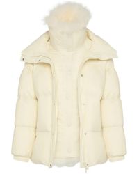 Yves Salomon - Ys Army Collection: Mid-Length Down Jacket With Removable Bib And Lambswool Trim Clothing - Lyst