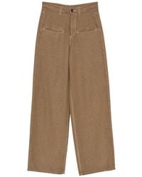 Uma Wang - Contrast-Stitch Wide-Leg Trousers - Lyst