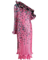 Givenchy - Asymmetric Ruffle Floral Pleated Maxi Dress - Lyst