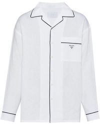 Prada - Pipe-trim Linen Shirt - Lyst