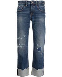 R13 - Ripped-detail Straight-leg Jeans - Lyst