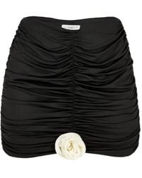 LaRevêche - Gathered Rose-Embellished Mini Skirt - Lyst