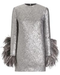Dolce & Gabbana - Vestido corto con ribete de plumas - Lyst