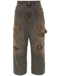 PDF - Distressed Leopard-Print Jeans - Lyst