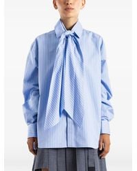 Sacai - Striped Tie-Neck Shirt - Lyst