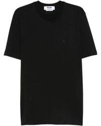MSGM - Katoenen T-Shirt Met Geborduurd Logo - Lyst